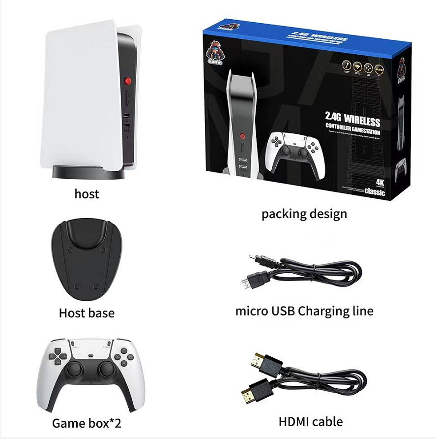 M5 Game Console 2.4gb Wireless Controller Game Station With PS5 Style 4K HD Output Retro Classic Video Game Console