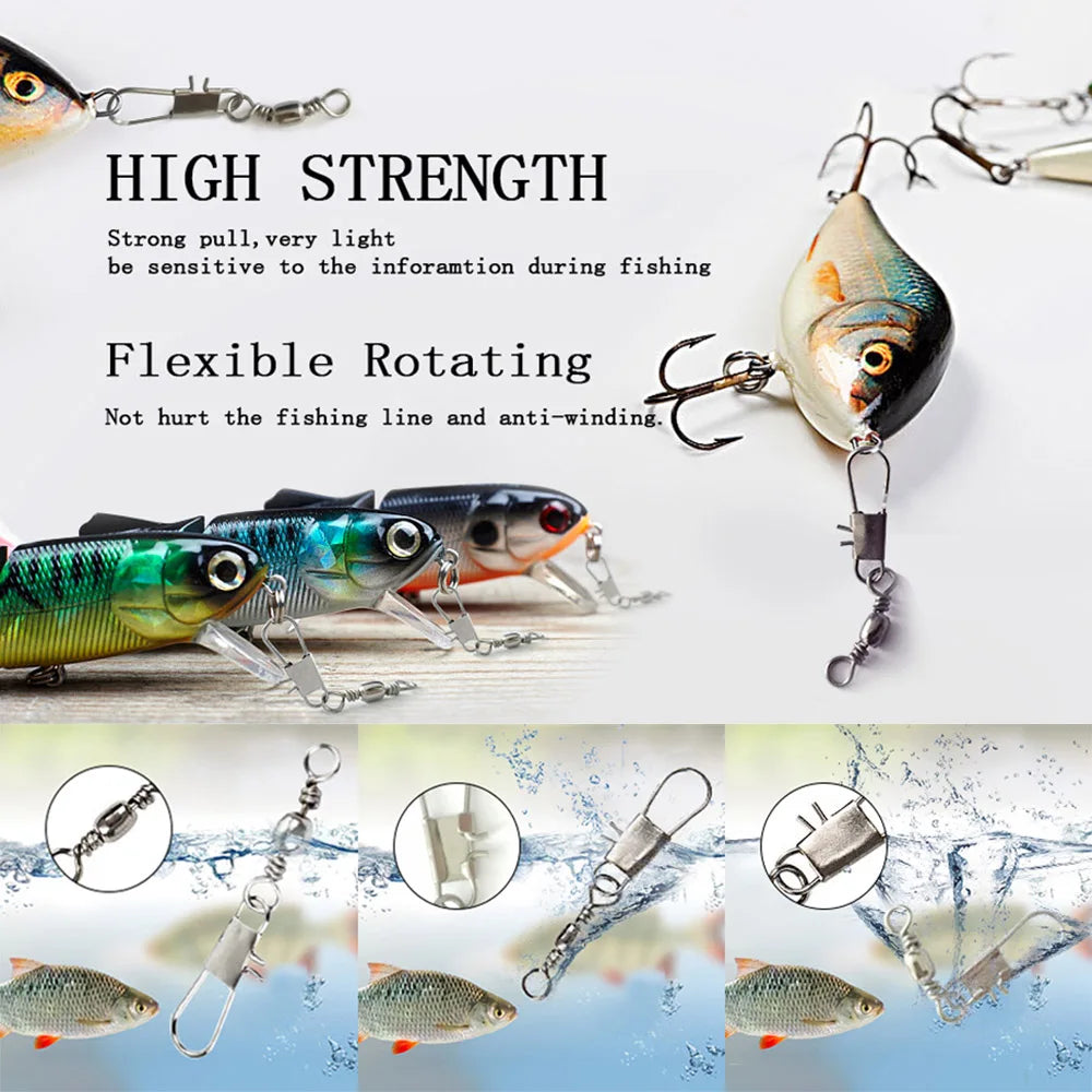 100pcs/Box 6 Size Swivel Fishing Connector Snap Pin Rolling Fishing Lure Tackle Alloy Fishing Gear Fish Tool Fishing Accessories