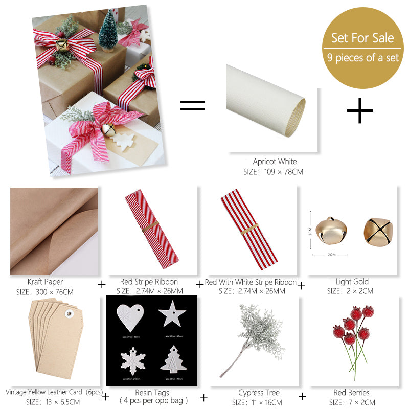 Christmas Decoration Gift Wrapping Set Christmas Wrapping Paper Ribbon for Packaging