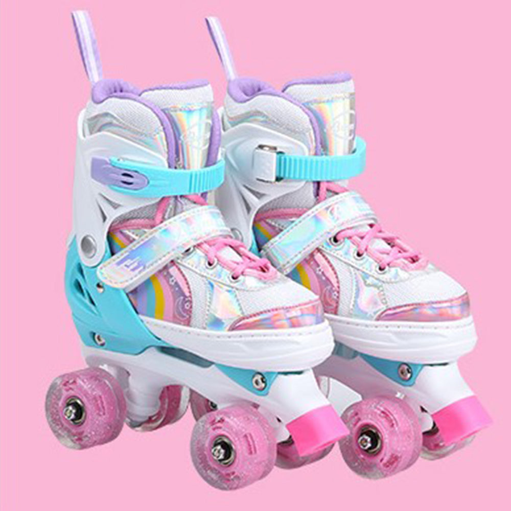 EACH Adjustable Quad Skates Flashing Roller Skate Shoes Price Roller Skates 4 Wheels for Kids Children Girls