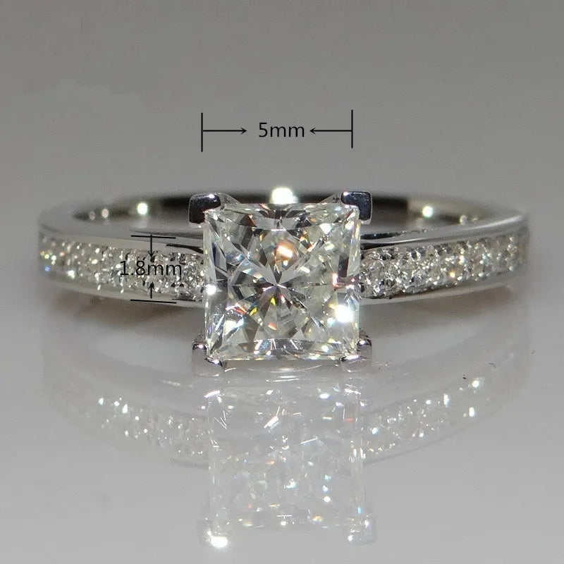 CC Jewelry Fashion Rings for Women Silver Color Simple Design Princess Square Wedding Engagement Bijoux Drop Shipping CC631