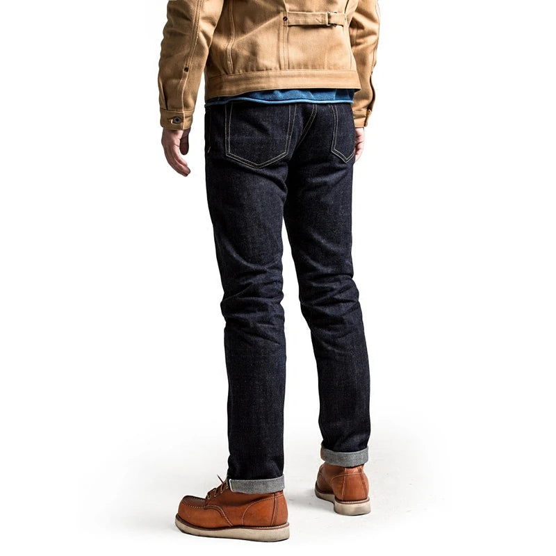 SD107-0001 Heavy Weight Indigo Selvage Unwashed Pants Unsanforised Thick Raw Denim Jean 17oz
