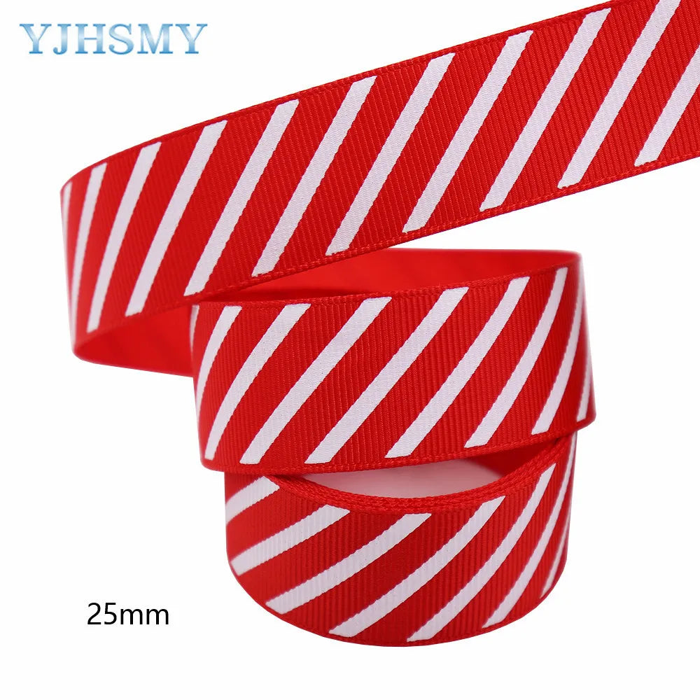 Christmas Ribbon Red White Stripes 5 Yards, Red White Candy Cane, Garland, Gifts, Wrapping, Wreaths, Bows