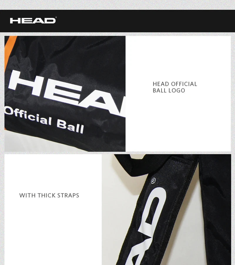 Head Tennis Bag Large Capacity for 70-100 PCS Balls Bucket Bag With Heat Insulation HEAD Tennis Balls Bag Tennis Padel Ball Pack