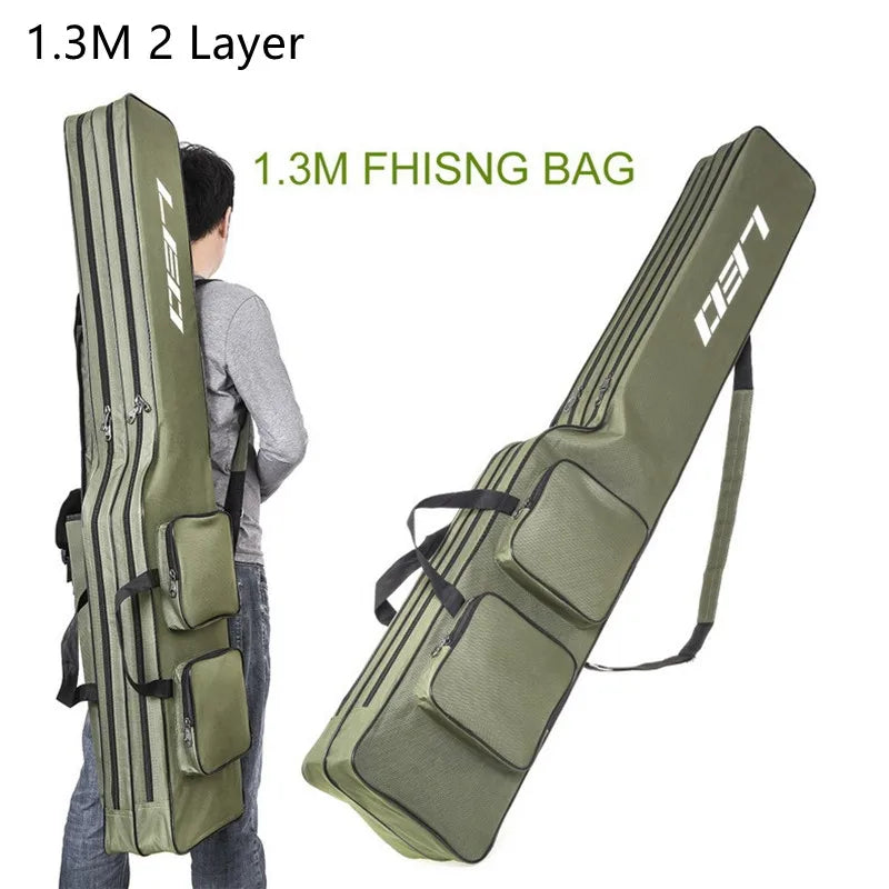 0.8m/1m/1.2m/1.5m Double Layer Large Capacity Fishing Rod Bags 600D Oxford Cloth Sea Fishing Tackle Foldable Package