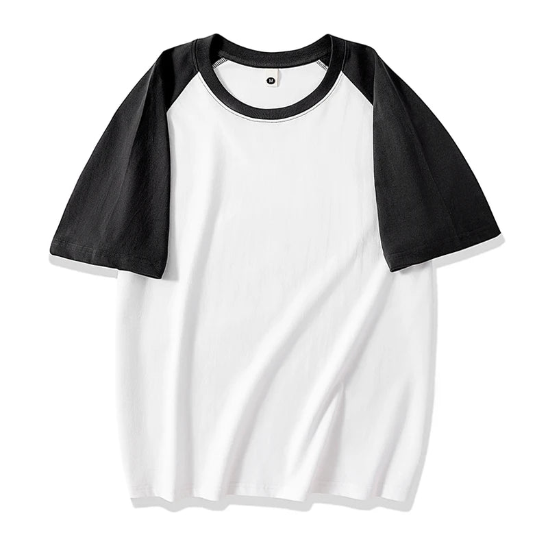 230gsm Fashion Loose Couple Short Sleeve T Shirt Summer O Neck Patchwork T Shirts Men Streetwear Overiszed Heavy Fabric Top Tees