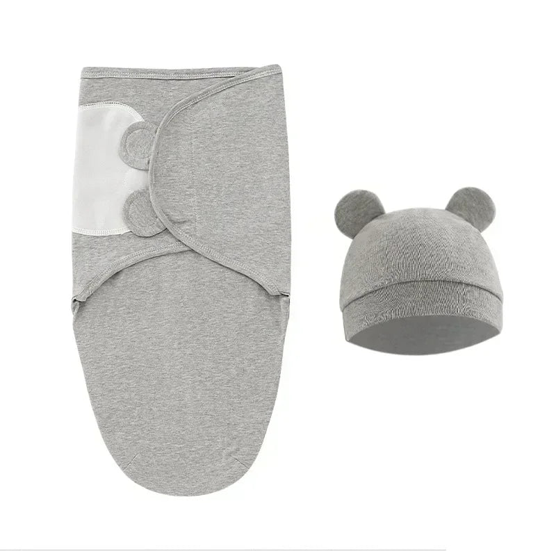 Baby Blanket Hat Set Cartoon Printed Cottono Newborn Swaddle