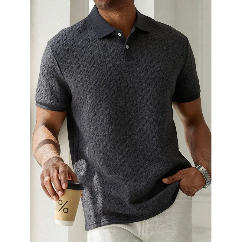 Men's Short Sleeve Polyester Polo Shirt Breathable Casual Top