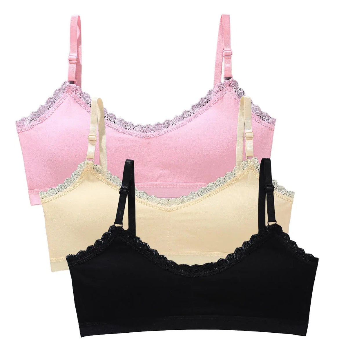 1/3pcs Girls Lace Bras Children Breathable Underwear Kids Tube Tops Soft Cotton-Padded Teens Youth Girls Washable Bras Camisoles