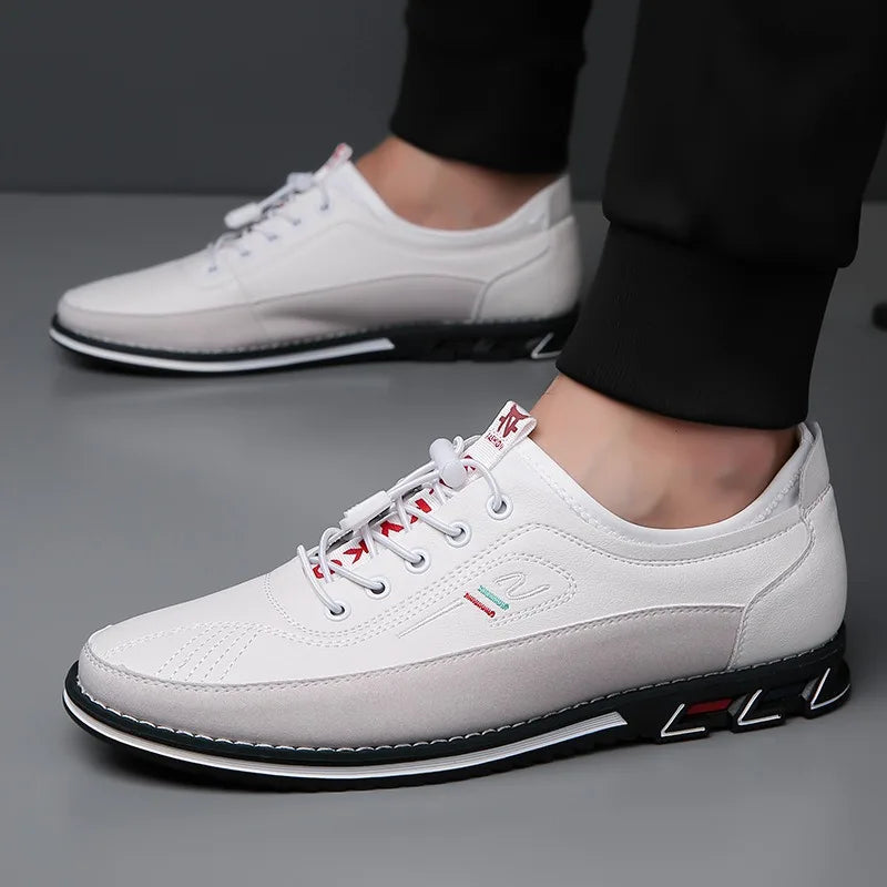 New Men's Leather Flat Casual Shoes Soft Sole Slip on Loafers Business Formal Shoes for Men Custom Casual Shoes