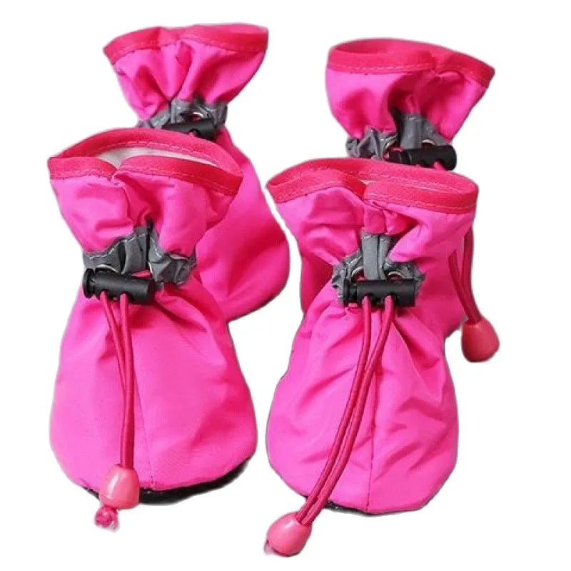 4pcs/Set Waterproof Pet Dog Shoes Anti-Slip Rain Boots Footwear for Small Cats Dogs Puppy Dog Pet Booties Pet Paw Accessories