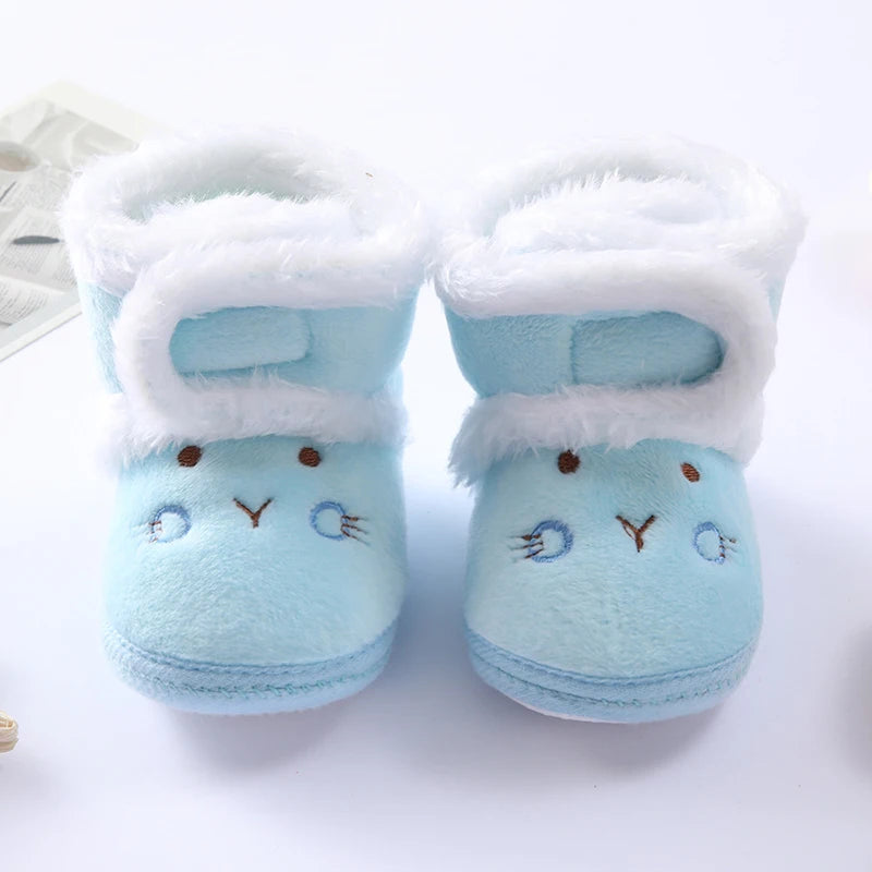 Cute Bear Baby Shoes Cartoon Soft Soled Snow Boots for Infant Boy Girl Autumn Winter Warm Thicken Plush Kids First Walkers 0-18m