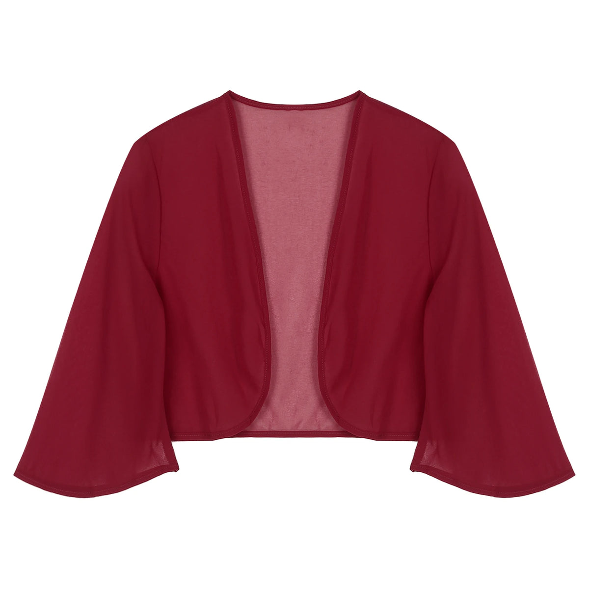 Women 3/4 Sleeve Chiffon Cardigan Bolero Shawls Outerwear Wedding Bridal Party Dress Wraps Beach Vacation Cover Ups Soft Cape