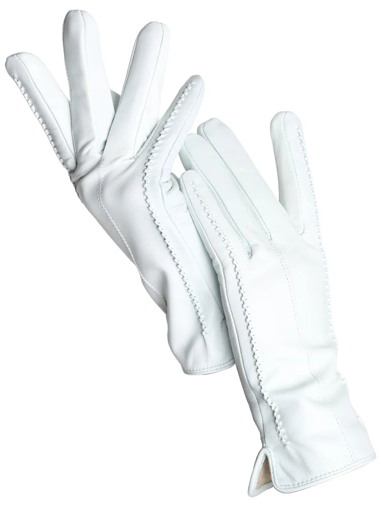 Women's Sheepskin Gloves Winter Warm Plus Velvet Short Thin Touch Screen Driving Color Women's Leather Gloves Good Quality -2226