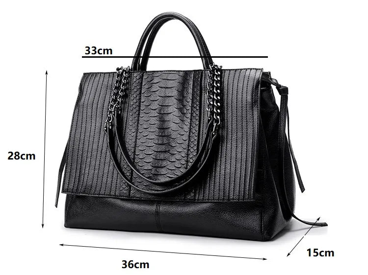 NIGEDU Brand Design Women Handbag Luxury Simple Crocodile Leather Handbags Chain Women's Shoulder Bag Black Big Totes Bolsas