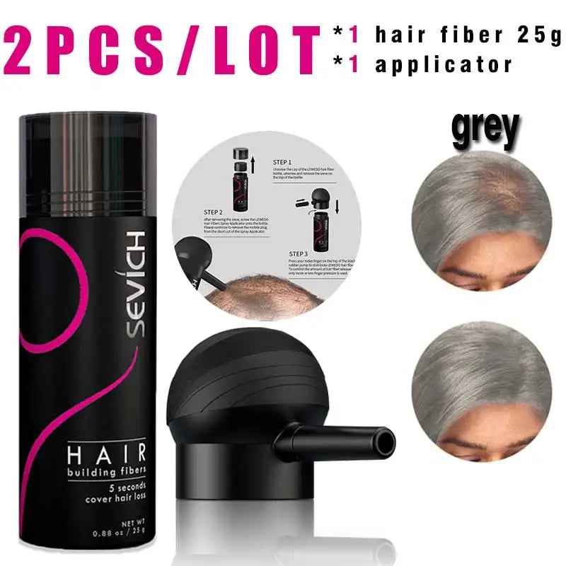 SEVICH Hair Building Fiber Set Cover Sparse Hair or Bald Spots Hair Loss Regrowth Treatment Keratin Hair Fiber Powder Applicator