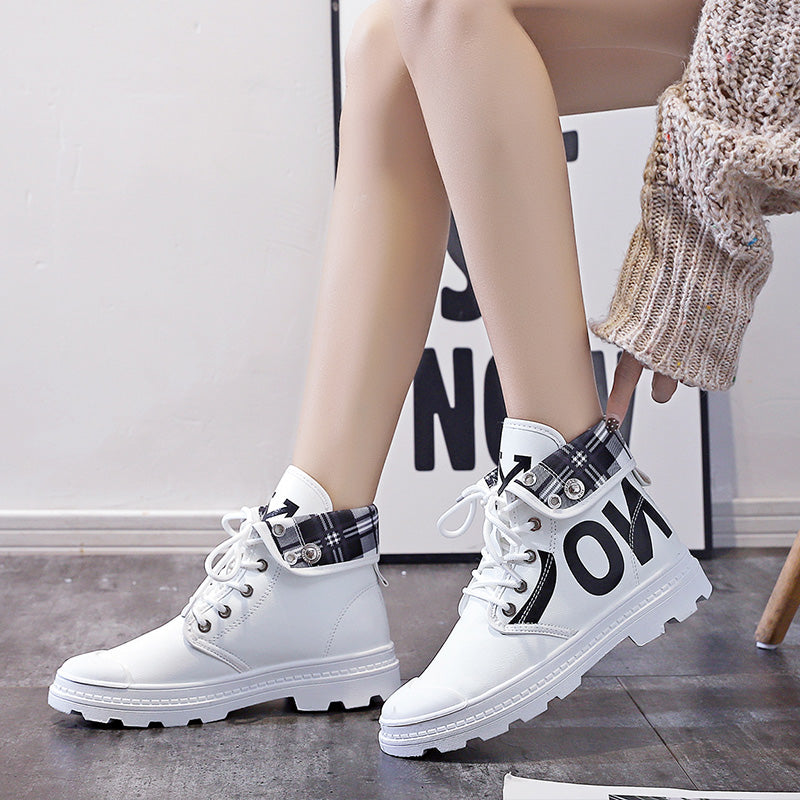 New All-Match High-Top Girls Canvas Short Boots Women's Shoes