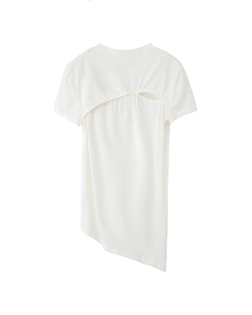 Wallcy Irregular Hem T-Shirt - White