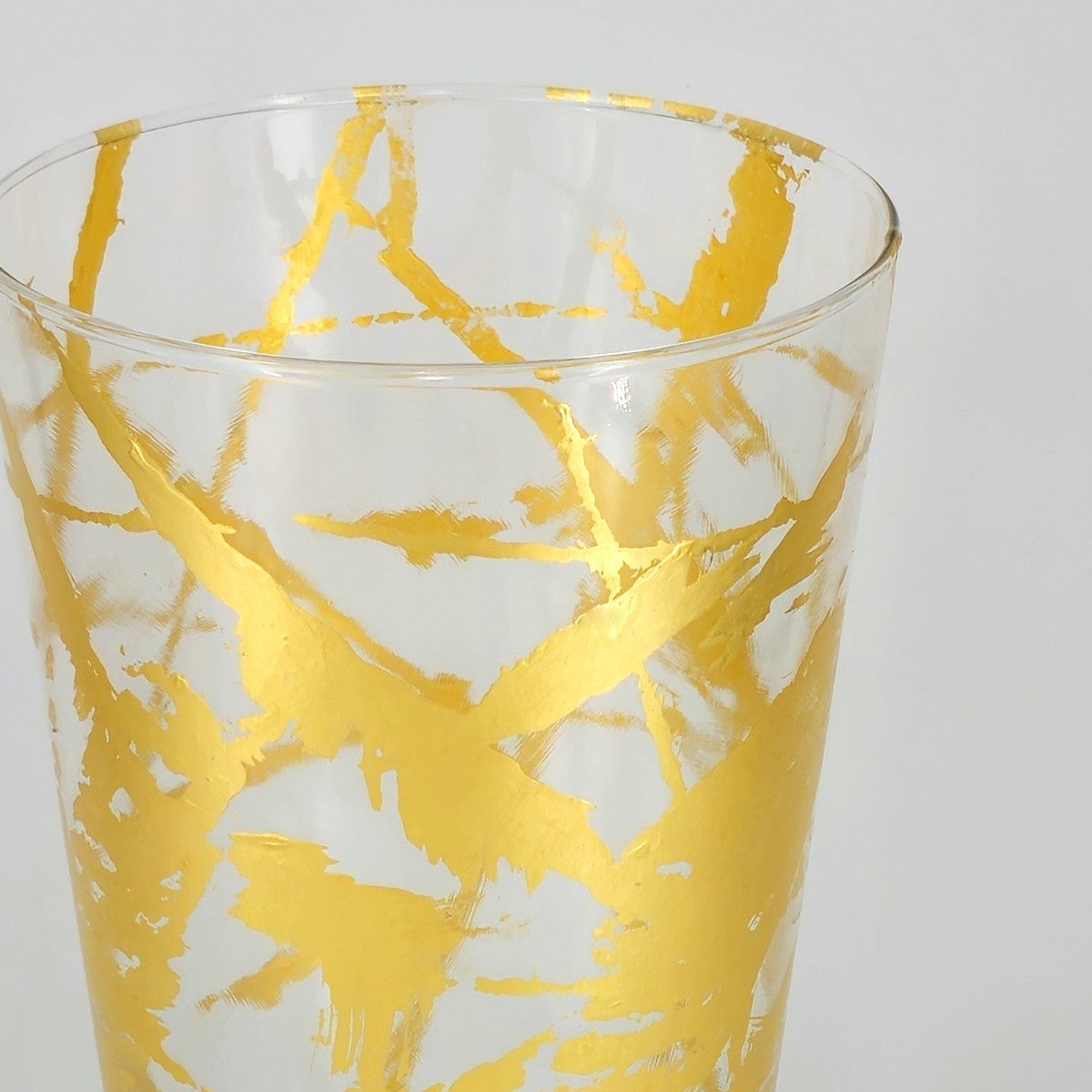 IRIS 12" Marble Gold Gilded Glass Taper Vase