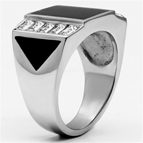 TK712 High Polished (No Plating) Stainless Steel Ring With Top Grade Crystal in Clear