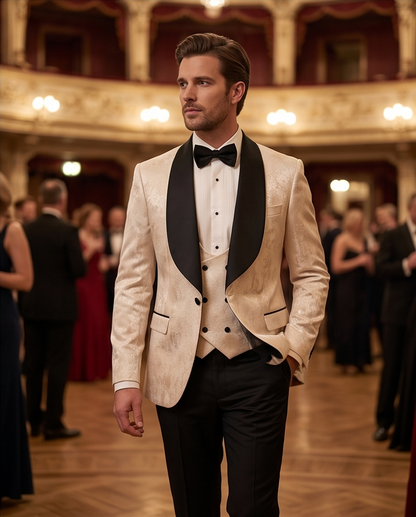 The "Midnight Gala" Champagne Tuxedo Set