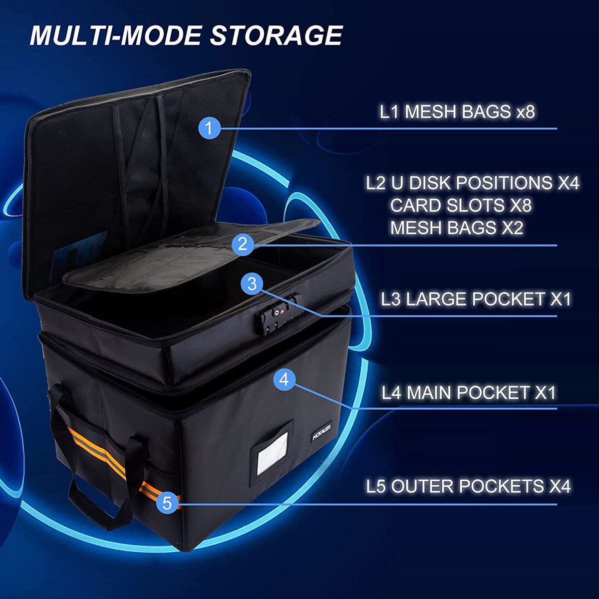 File Box,Fireproof Document Box,with Lock,2 Layer Water-resistant Organizer,Portable, Collapsible Storage Cabinet