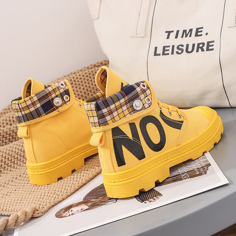 New All-Match High-Top Girls Canvas Short Boots Women's Shoes