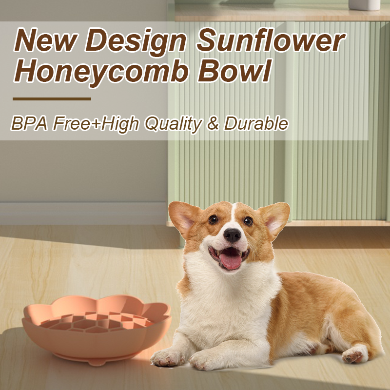 Pet Silicone Slow Feeder -Sunflower Shaped Dog Bowl