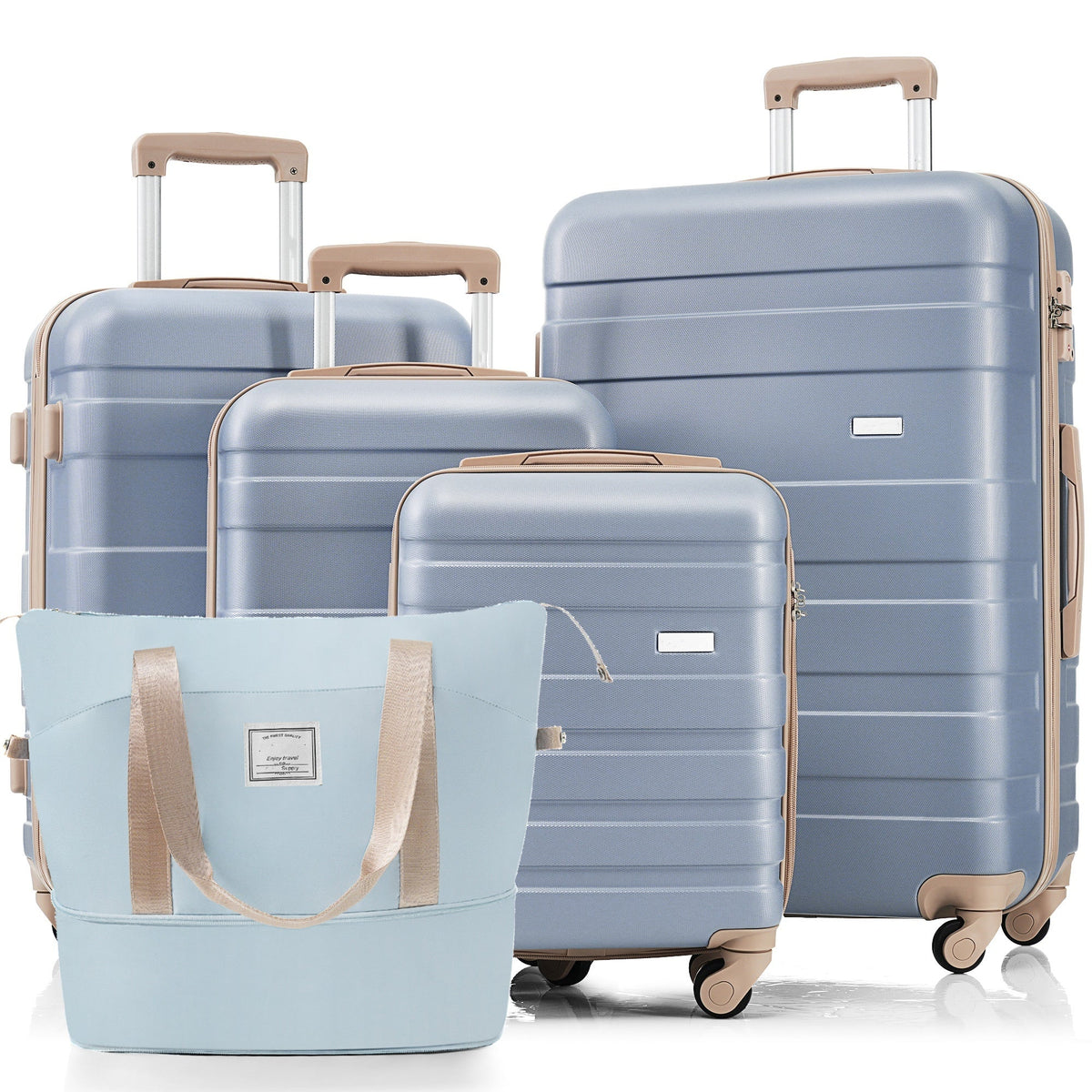 5-Piece Luggage Set With Expandable Travel Bag - Includes 16", 20", 24", 28" Suitcases With 360° Spinner Wheels and Adju
