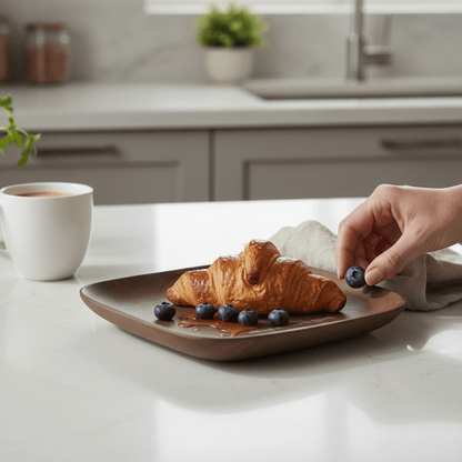 3 Square Plates Walnut