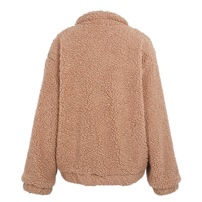 Faux Lambswool Oversized Jacket Coat Winter Black Warm Hairly Jacket Women Autumn Outerwear