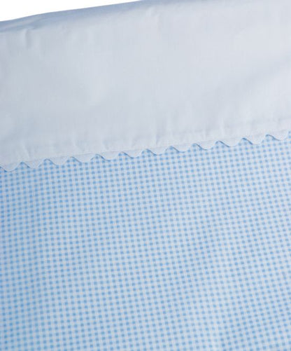 Funda Nórdica Para Bebé Con Diseño Vichy Azul, Con Detalle en Blanco Y Puntillas Para Cuna De 70