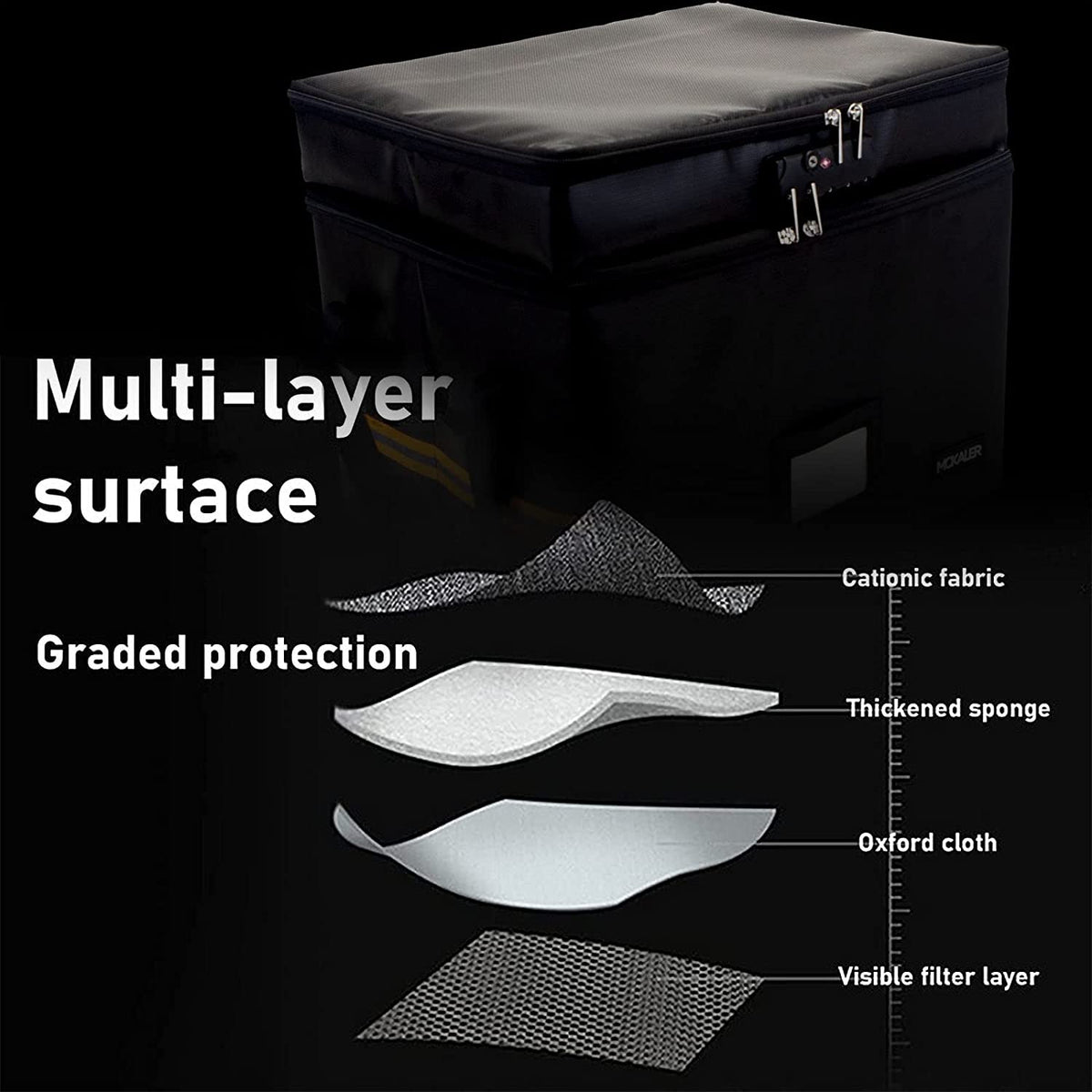 File Box,Fireproof Document Box,with Lock,2 Layer Water-resistant Organizer,Portable, Collapsible Storage Cabinet