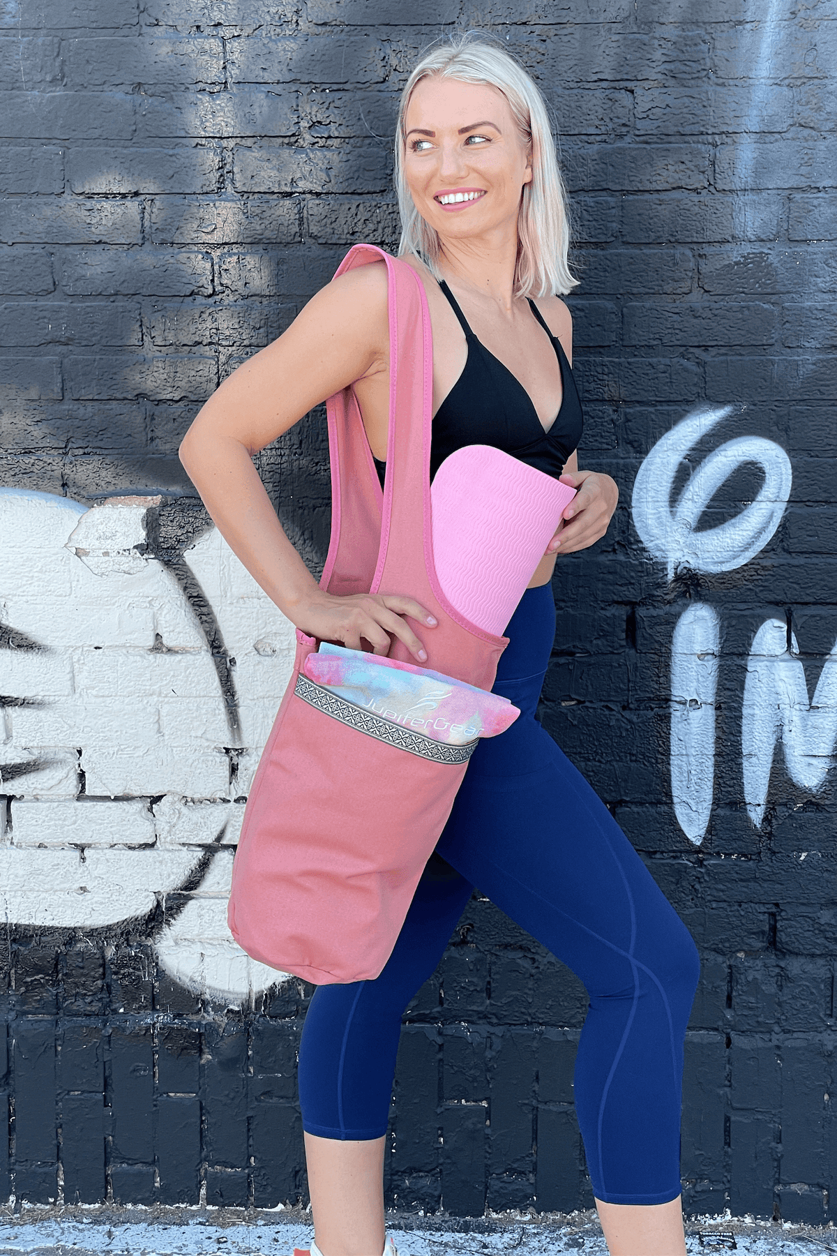 Yoga Mat Carrying Tote Bag With Large Pockets