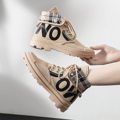 New All-Match High-Top Girls Canvas Short Boots Women's Shoes