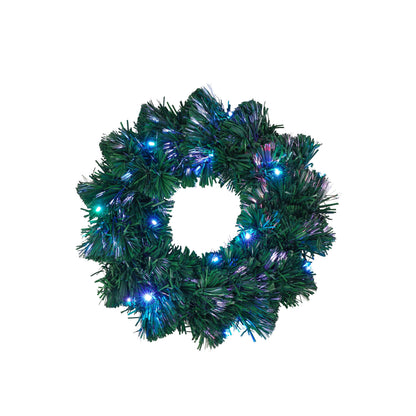Pre-Lit Optical Fiber Christmas Artificial Tree 4-Piece Set, Christmas Garland, Wreath and Set of 2 Entrance Trees With