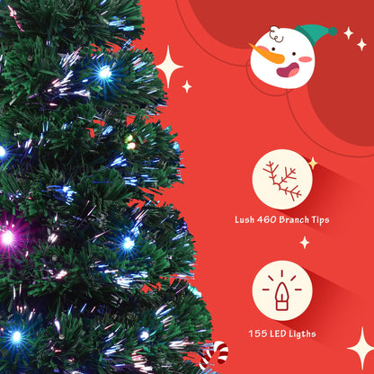 Pre-Lit Optical Fiber Christmas Artificial Tree 4-Piece Set, Christmas Garland, Wreath and Set of 2 Entrance Trees With