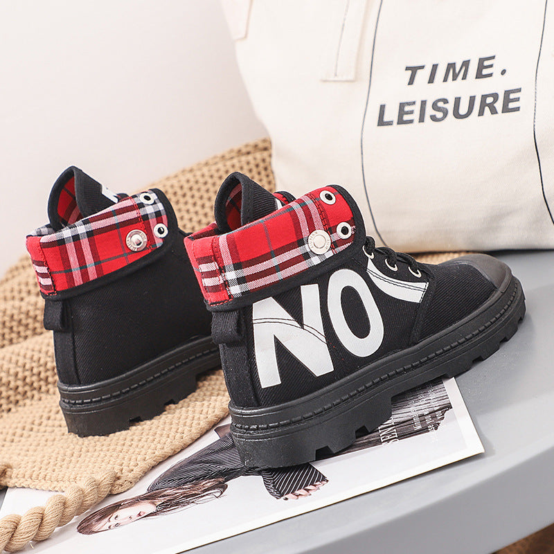 New All-Match High-Top Girls Canvas Short Boots Women's Shoes