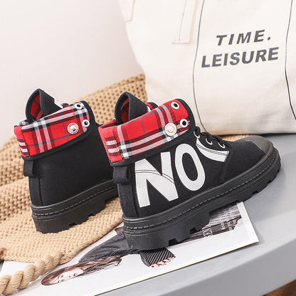 New All-Match High-Top Girls Canvas Short Boots Women's Shoes