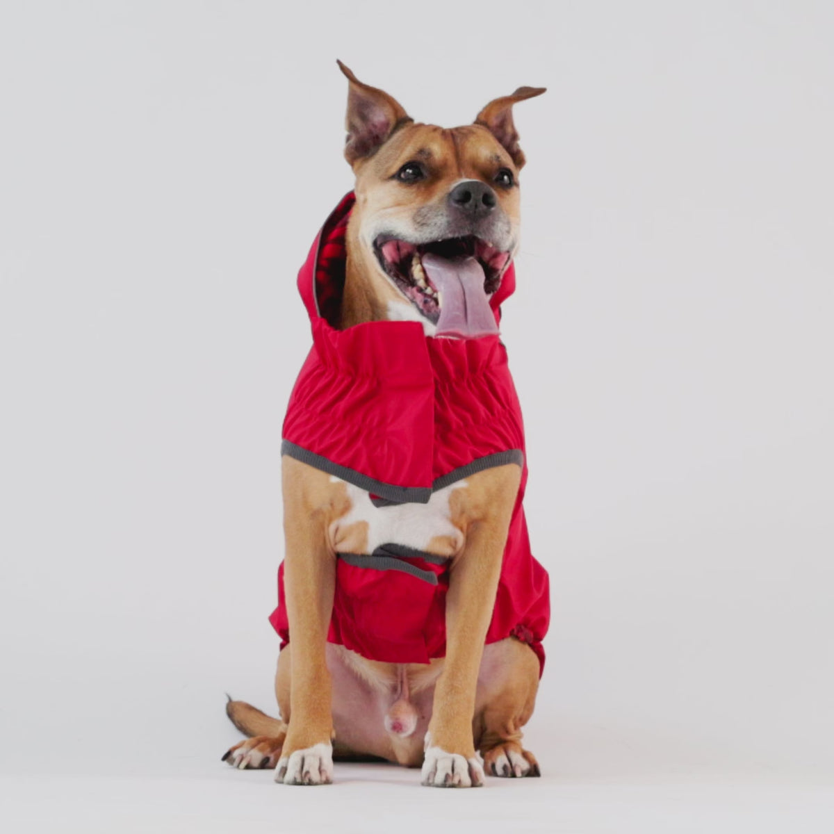 Reversible Elasto-Fit Raincoat - Red/Red