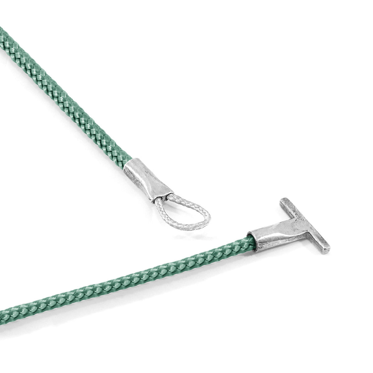 Mint Green Cambridge Silver and Rope Bracelet