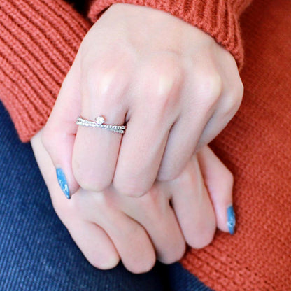 DA153 High Polished (No Plating) Stainless Steel Ring With AAA Grade CZ in Clear