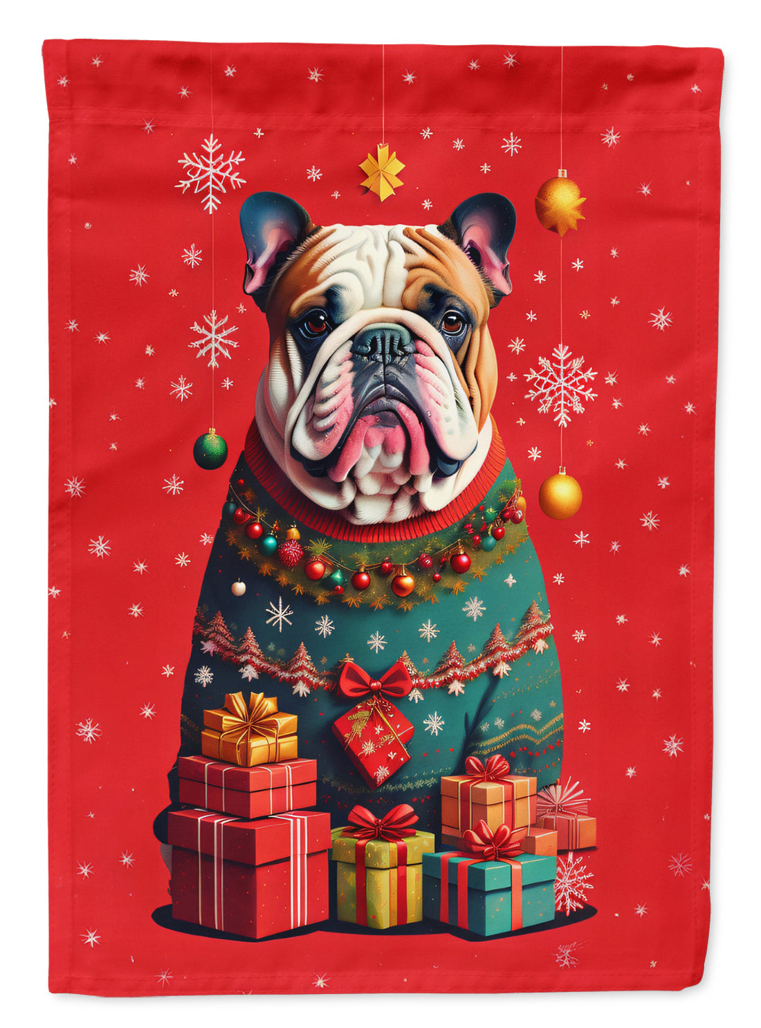 English Bulldog Holiday Christmas House Flag