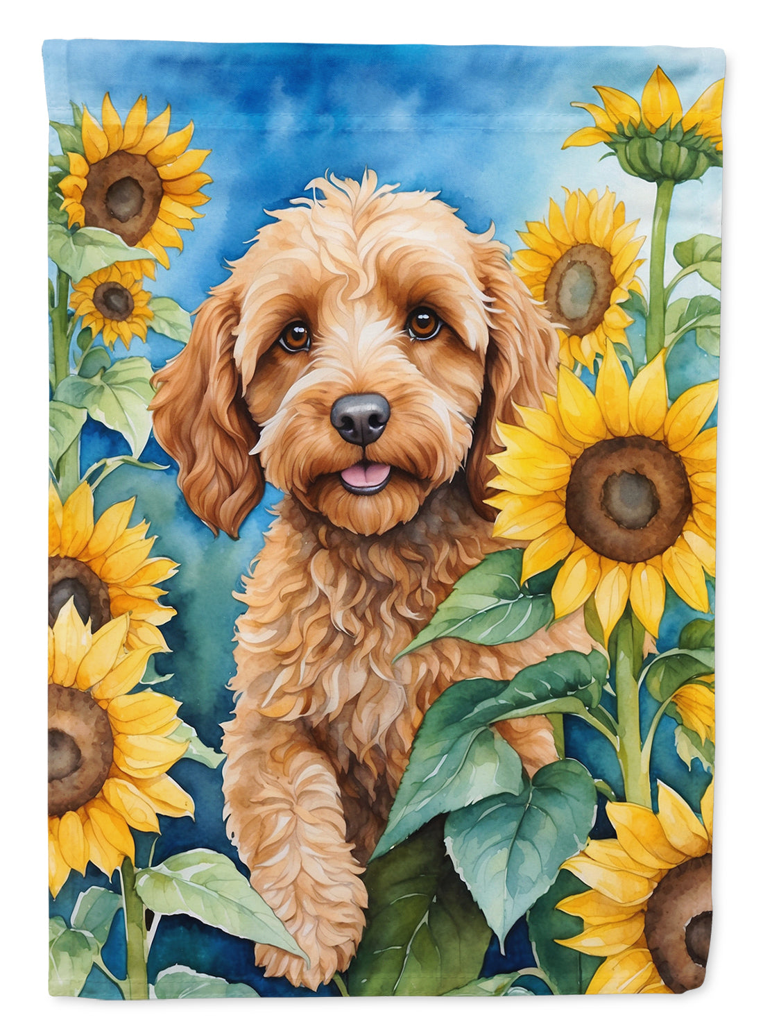 Cockapoo in Sunflowers Garden Flag