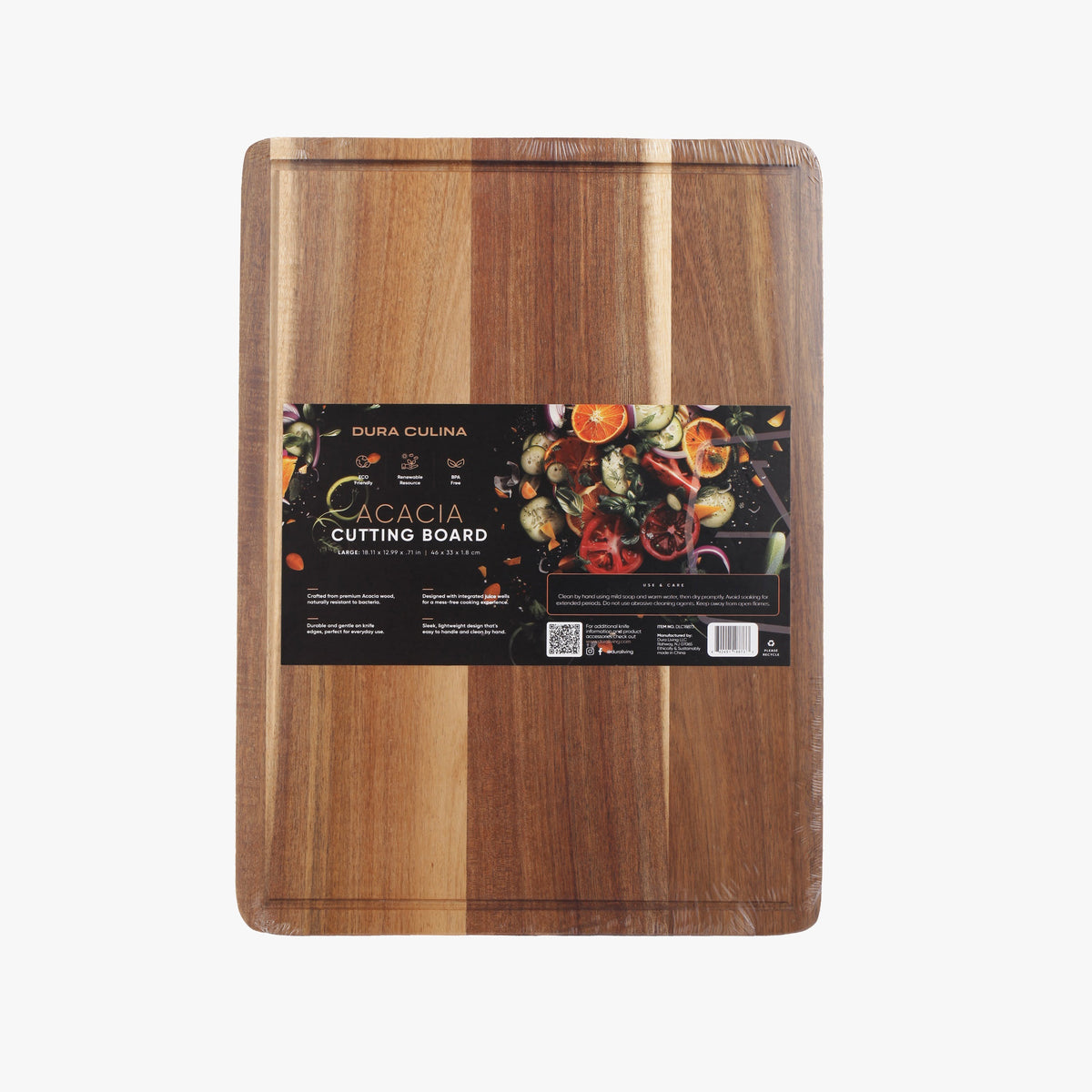 Acacia Wood Cutting Board: Large – (18.11” X 13”) Durable, Eco-Friendly Chopping Board