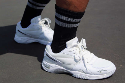 Men's High Arch Firm Support All-In-One White Walking Shoes, Comfort & Performance Style