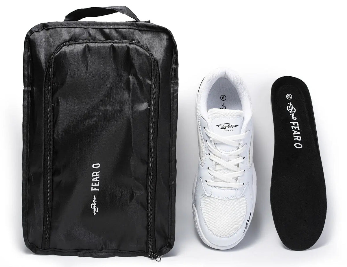 Men's High Arch Firm Support All-In-One White Walking Shoes, Comfort & Performance Style
