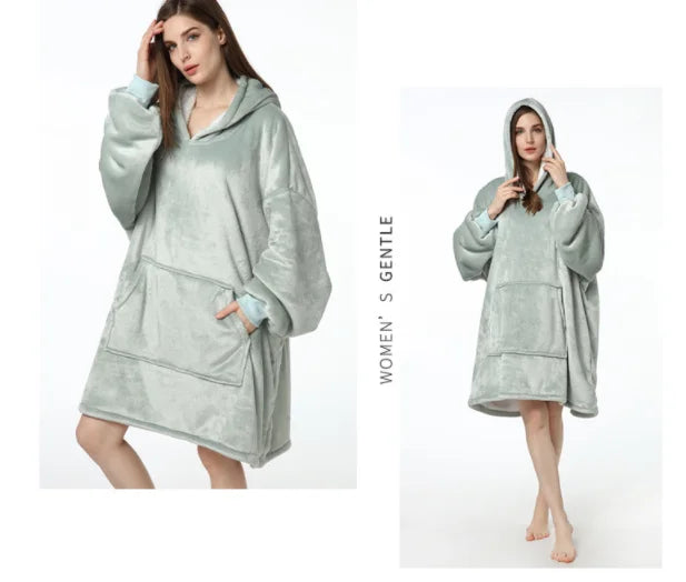 Sublimation Winter Pajamas Warm Hooded Blankets Wearable Blanket Oodie Oversized Hoodie Sherpa Custom Blanket Hoodie Oversized