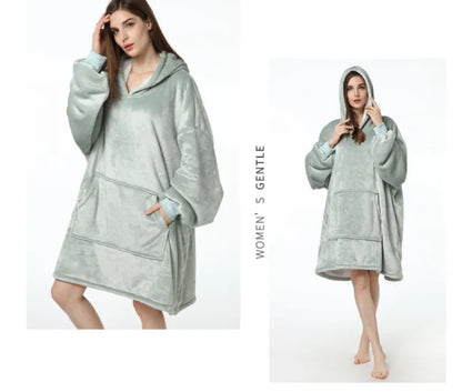 Sublimation Winter Pajamas Warm Hooded Blankets Wearable Blanket Oodie Oversized Hoodie Sherpa Custom Blanket Hoodie Oversized