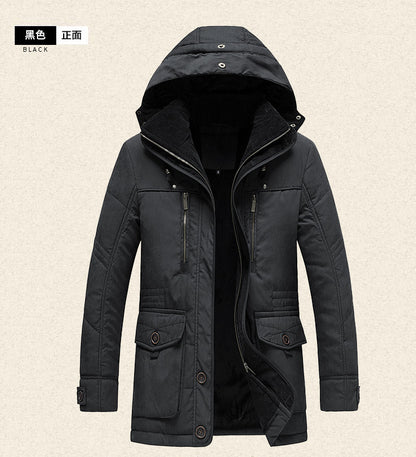 Winter Fleece Jacket Men Casual Parka Thick Thermal Coat Jackets Outwear Hooded Jacket Mens Clothes Plus Size